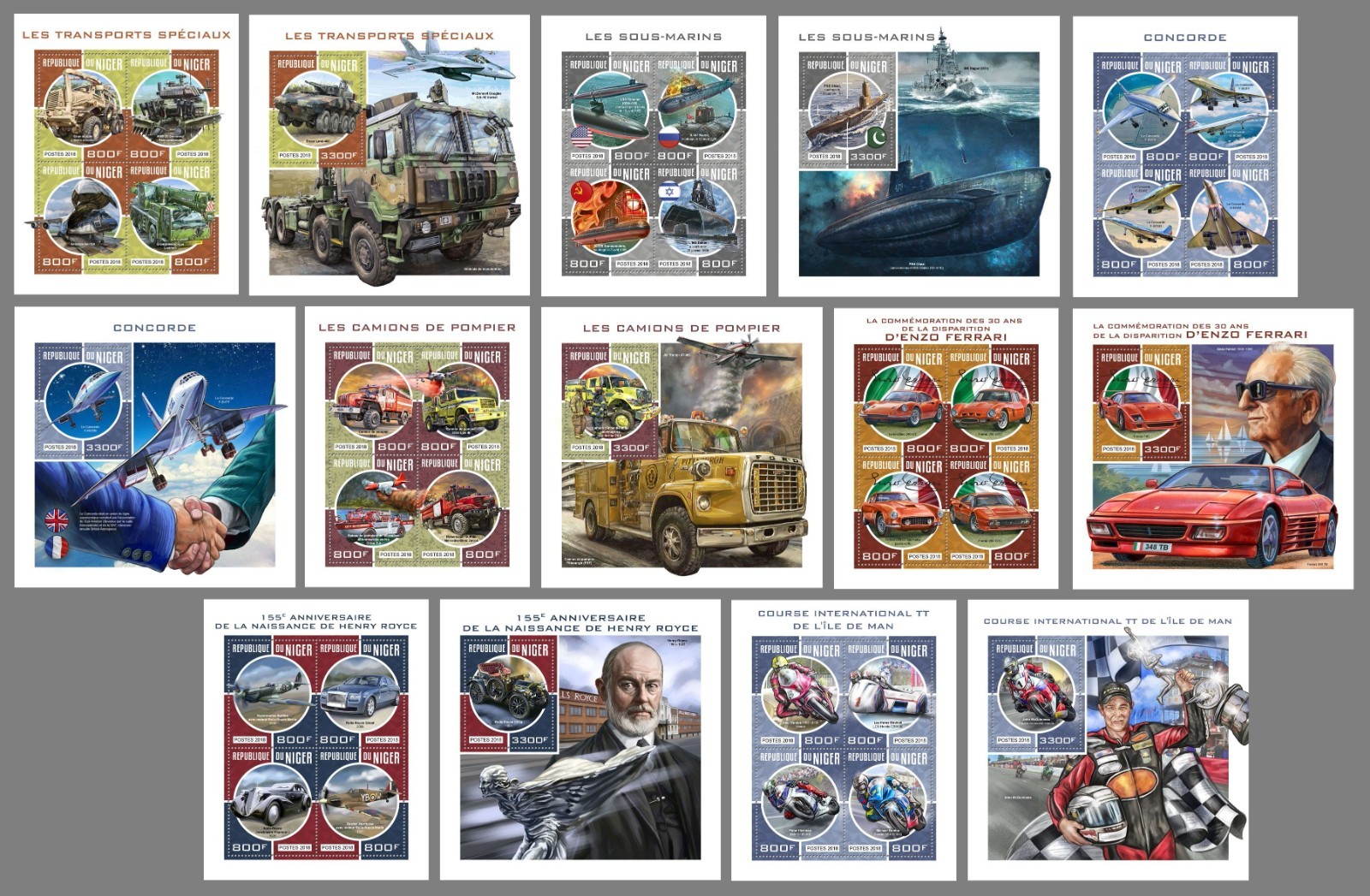 TRANSPORT planes ships cars bikes Niger collection 14 s/s Michel CV182€ #CNA415