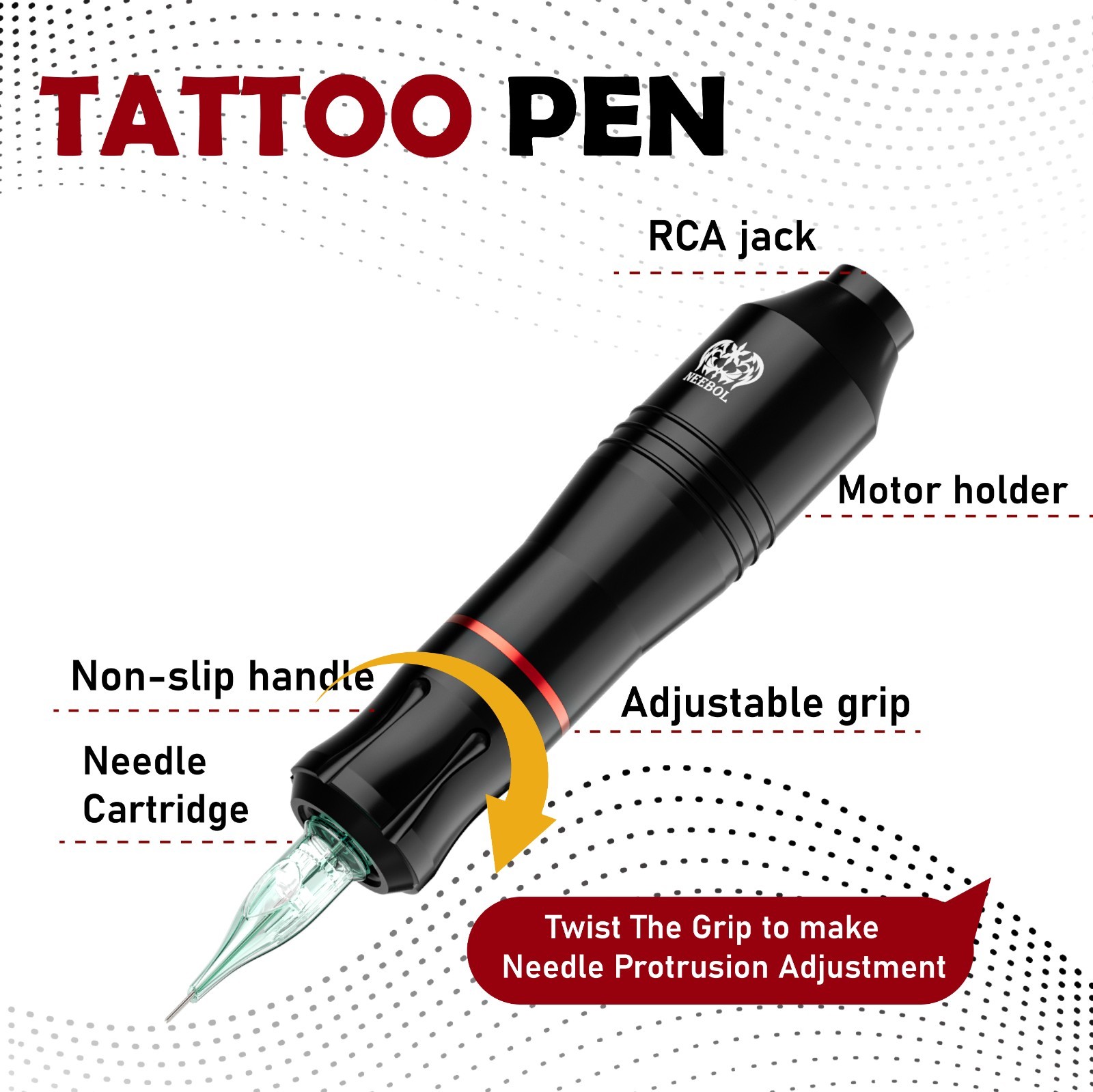 Wireless Tattoo Kit Complete for Beginners Pen Machine with Power Supply Needles