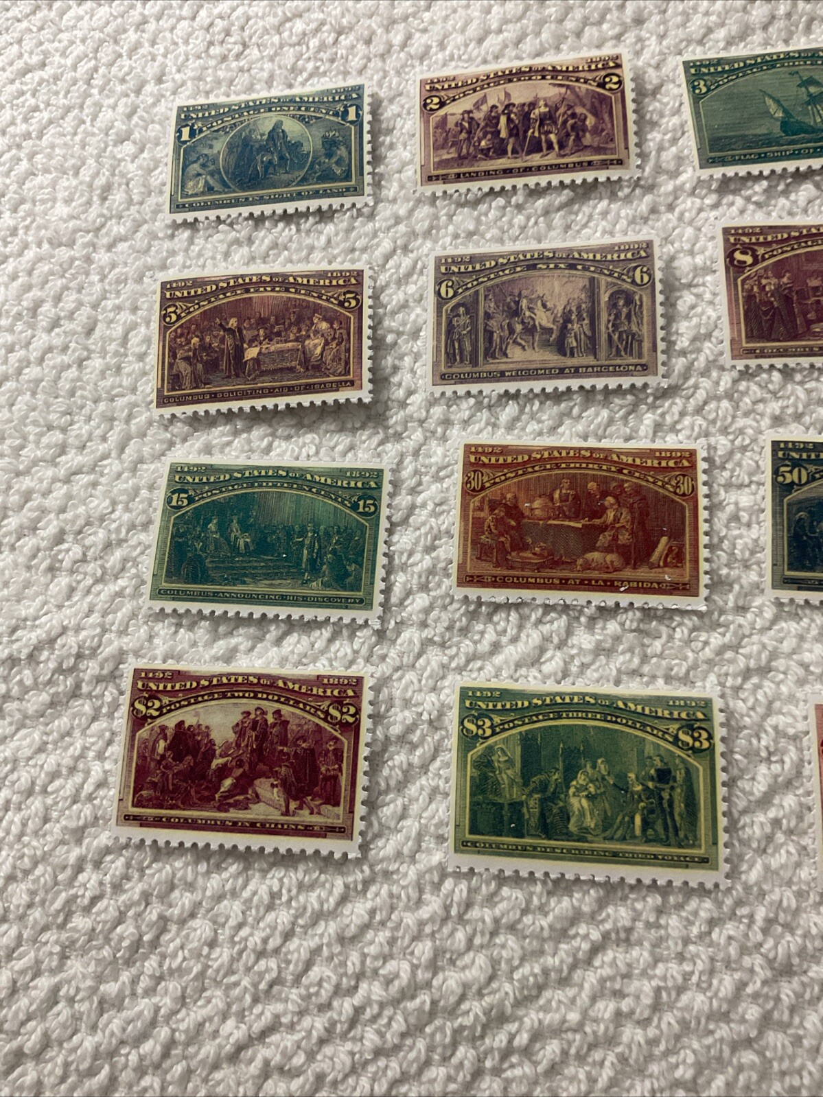 United States-(1893)-COLUMBUS-COMPLETE SET OF 16 STAMPS-REPRODUCTION.