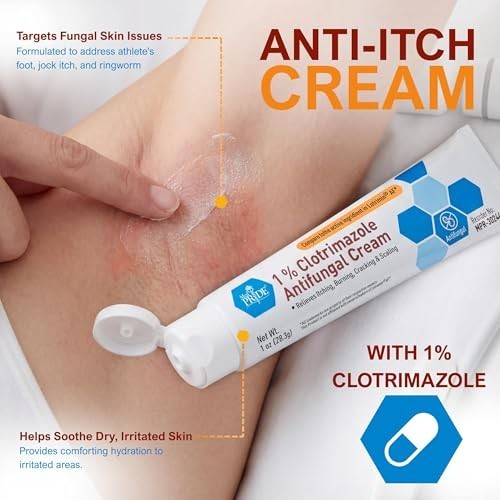 1% Clotrimazole Antifungal Cream 1Oz- Fungus Skin Care Treatment with - Jock Itc