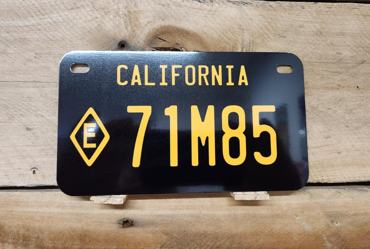 California , Exempt License Plate, Personalized, Custom, MOTORCYCLE 4" X 7"
