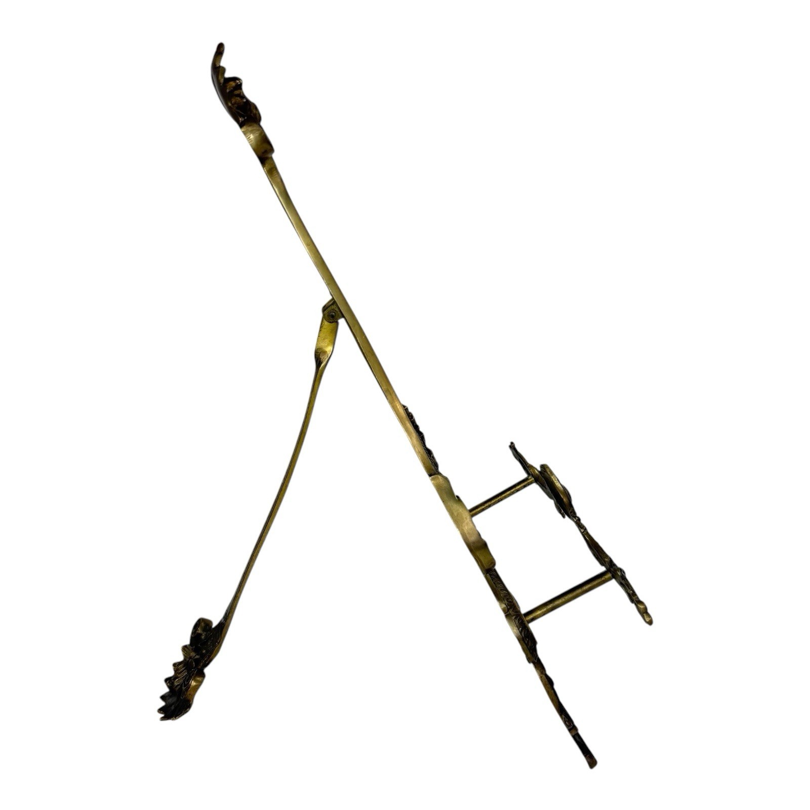 Vintage Large Victorian Style Ornate Brass Tabletop Display Easel