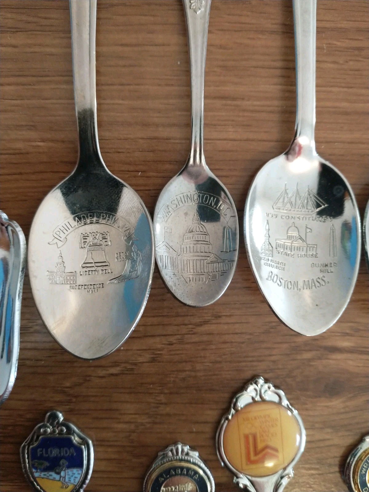 Vtg Lot of 13 Silver Plate Small Souvenir Spoons