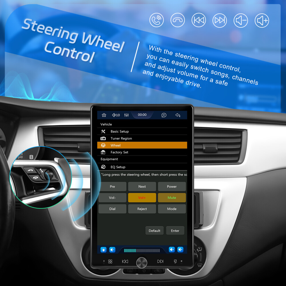 10.4" Single Din Touch Screen Stereo Bluetooth Radio Apple/Android Carplay+CAM