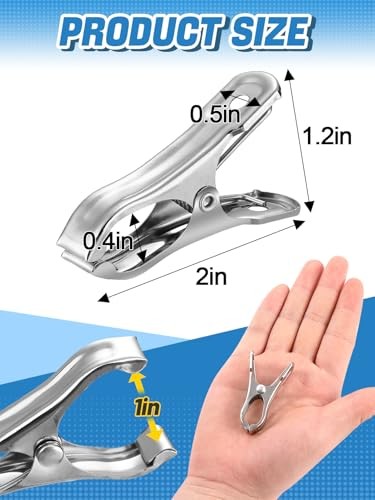 100Pcs Stainless Steel Garden Cilps - Large Open Metal Clamps for 100pcs