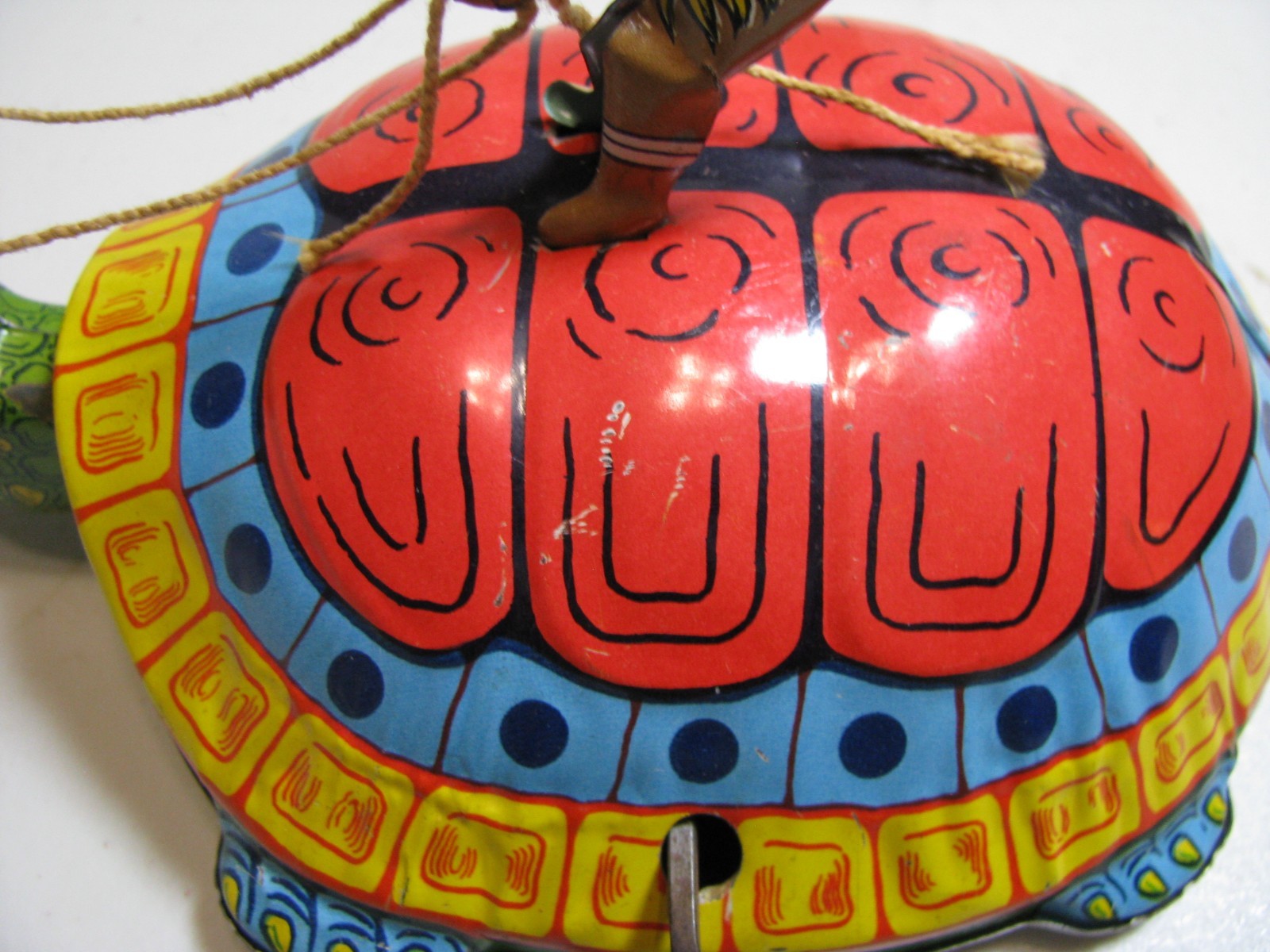 Vintage Turtle with Native Rider Windup Toy - Works!