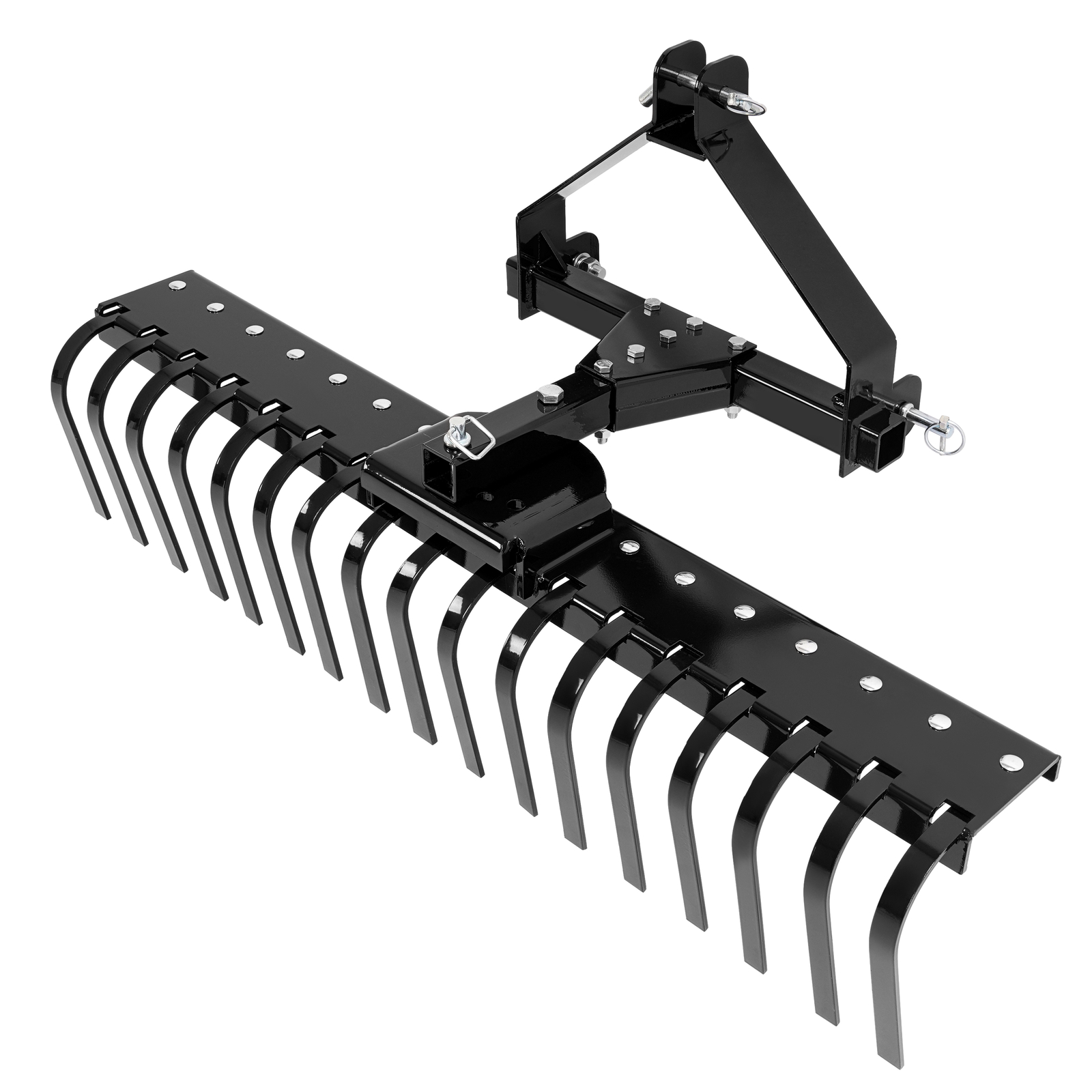 For Category-0 Tractor Hookup 5 FT Black 3-Point Landscape Rake Grass Comb