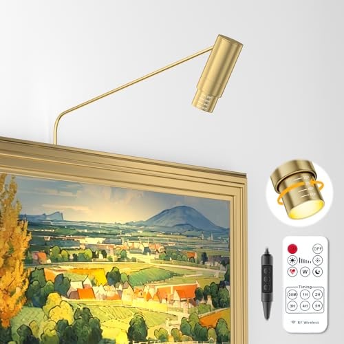 Zoomable Picture Light Spotlight,Plug in LED Picture Lights for 1 Pack Gold