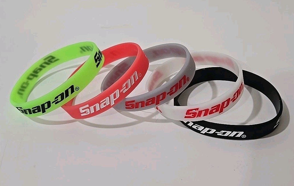 5Pc Snap On Tools PROMO Unisex Silicone Rubber Bracelet Wristband Multicolor NEW
