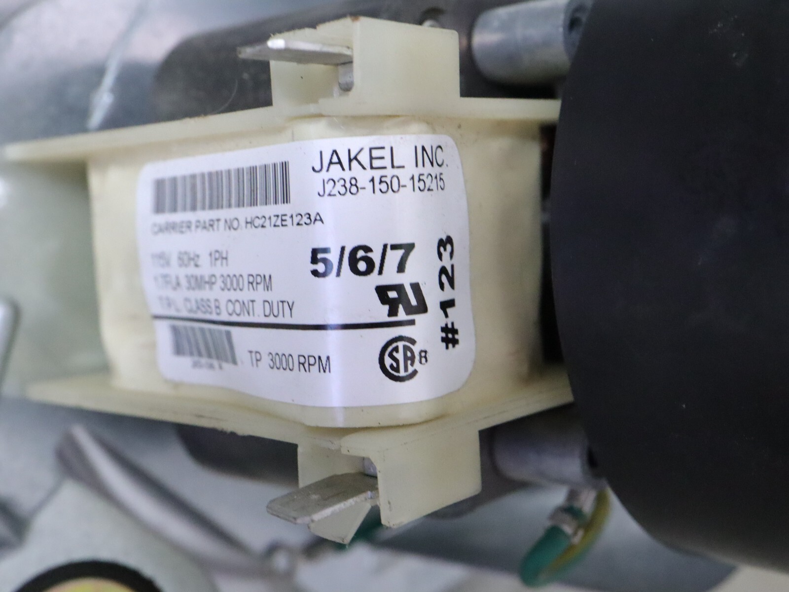 JAKEL J238-150-15215 Furnace Inducer Blower Motor CARRIER HC21ZE123A