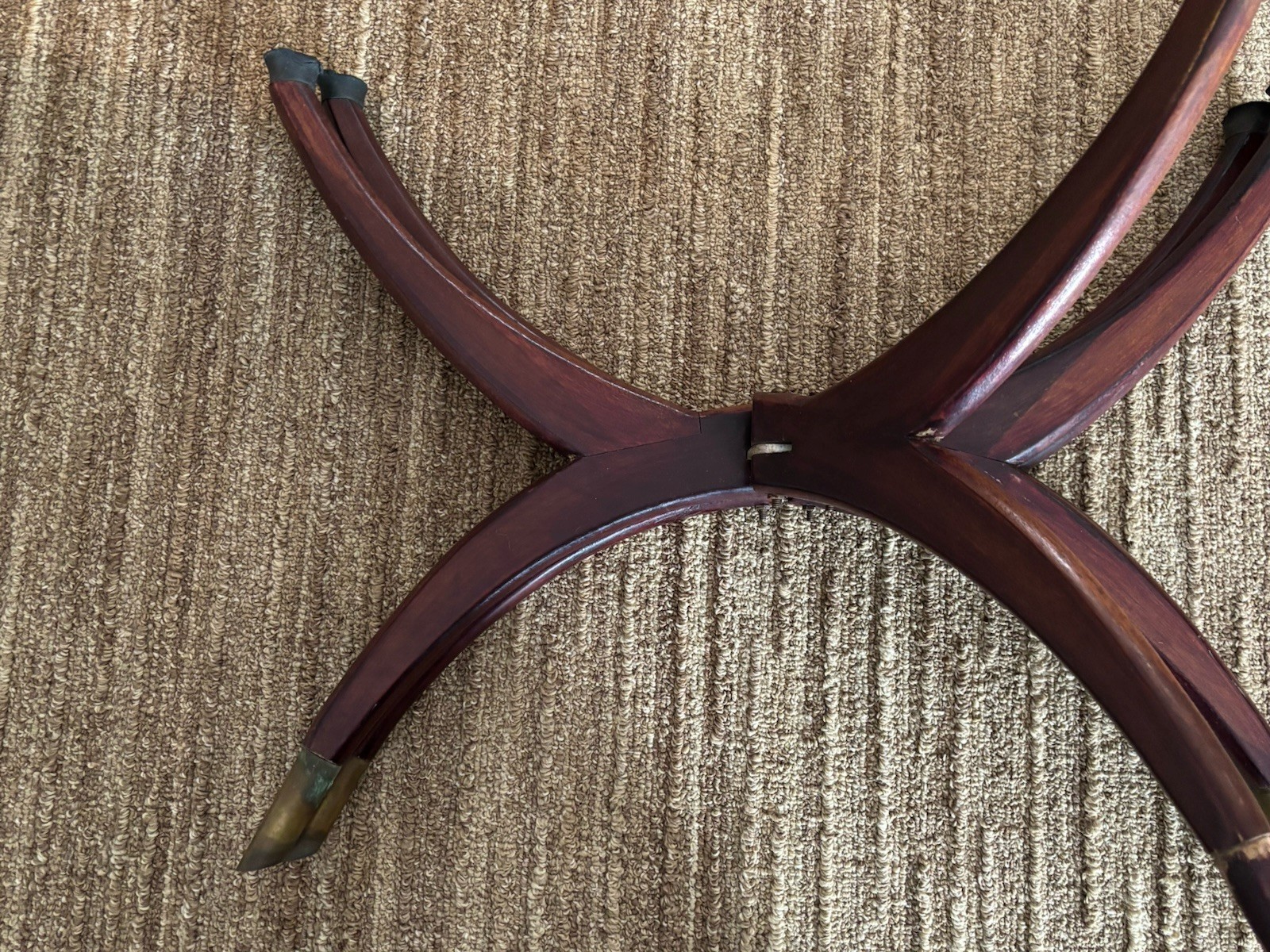 VTG Mid-Century Modern Spider Leg Tray Table Folding Base Brass Tips No Tray MCM