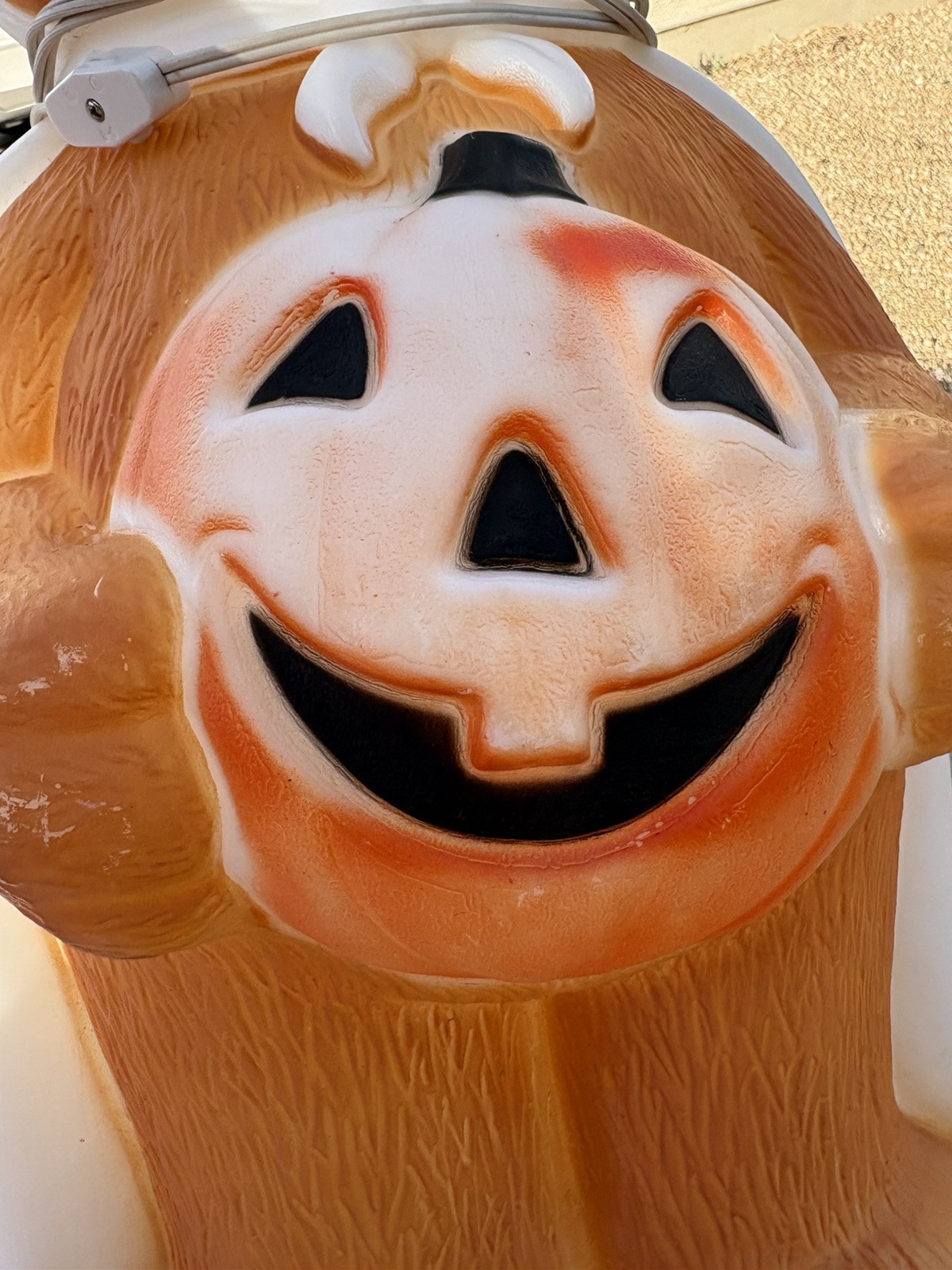 Vintage Empire Blow Mold 90's Halloween Teddy Bear Raccoon Bandit Pumpkin 24"