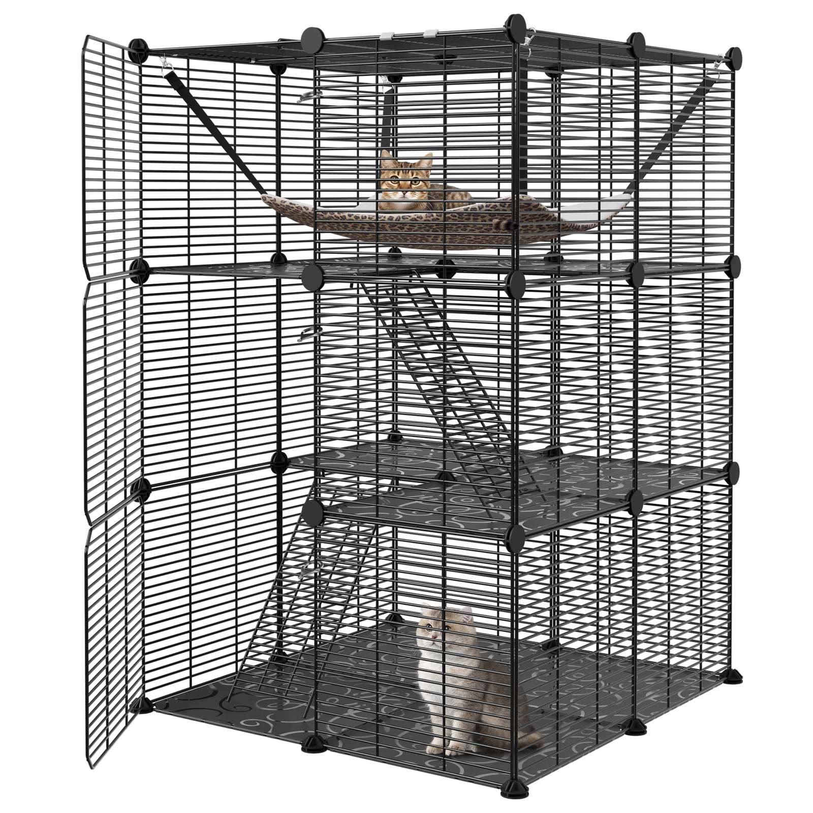 Fit 1-2 Cats Cat Cage Indoor Cat Enclosures DIY Cat Playpen Metal Kennel Hammock
