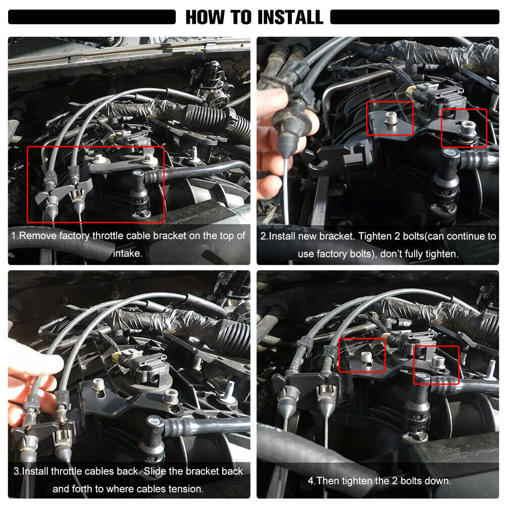 Black Intake Manifold Throttle Cable Bracket for GM Truck TBSS NNBS L92 Style