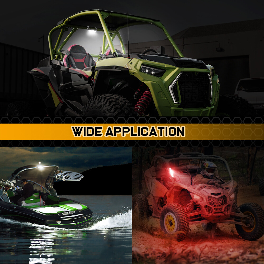 UTV LED Interior Dome Light Roll Bar Cage Mount Universal Polaris RZR Red&White