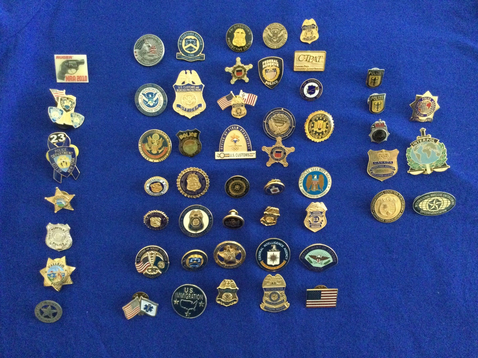 Lot of 50+ misc Law Enforcement Police Pins Badges - Federal State Local Int’l