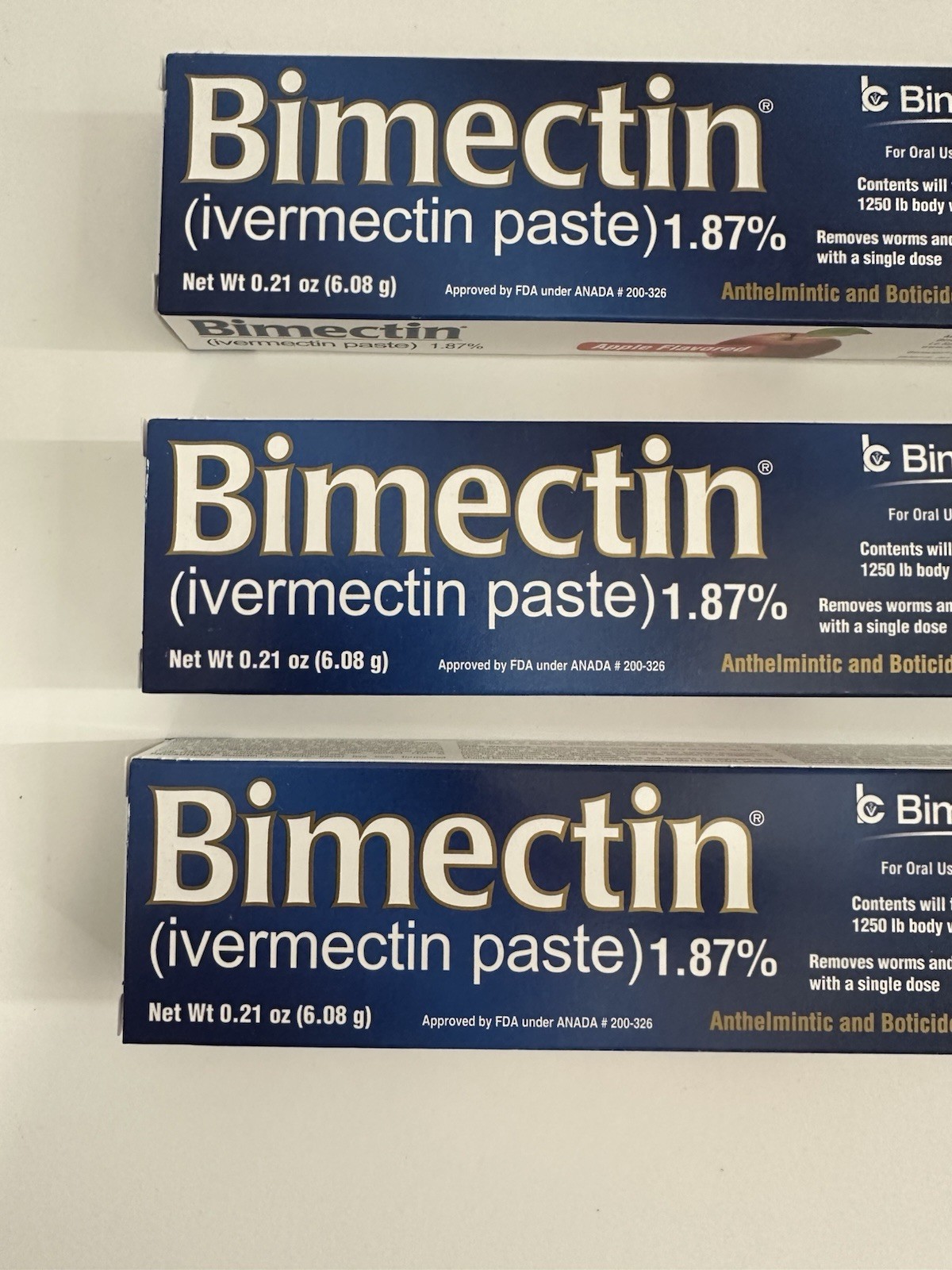 3 pack Paste Horse Dewormer Apple Flavor Exp Date 03-2026