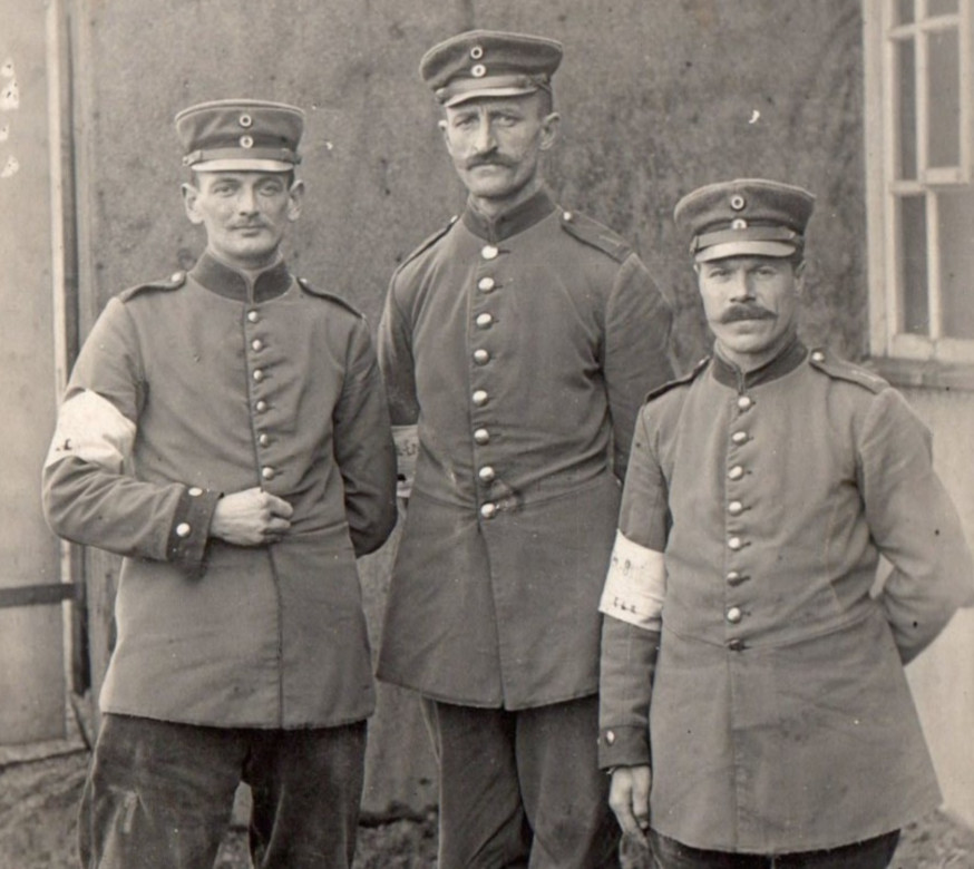 WWI German Army Soldiers With Armbands Real Photo Postcard RPPC