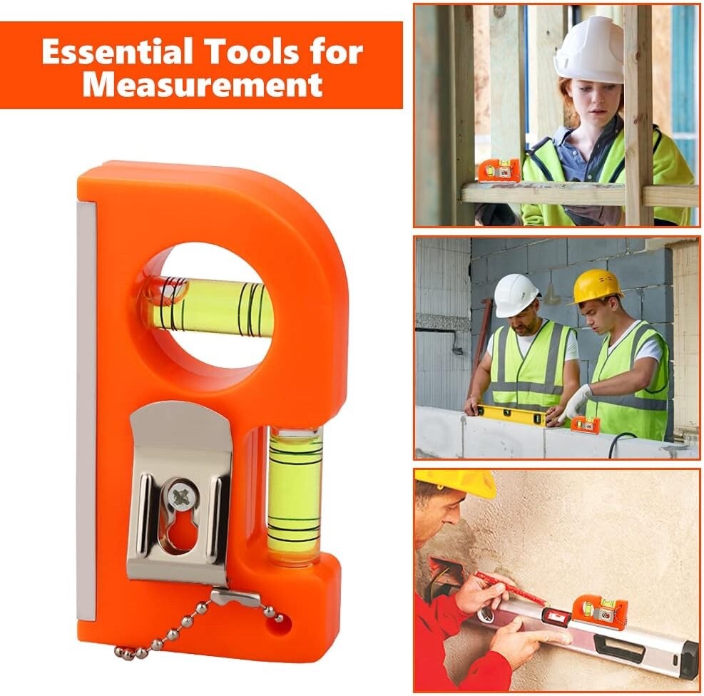 Magnetic Small Pocket Two Bubble Spirit Level Tool 3.3inch Keychain Belt Clip