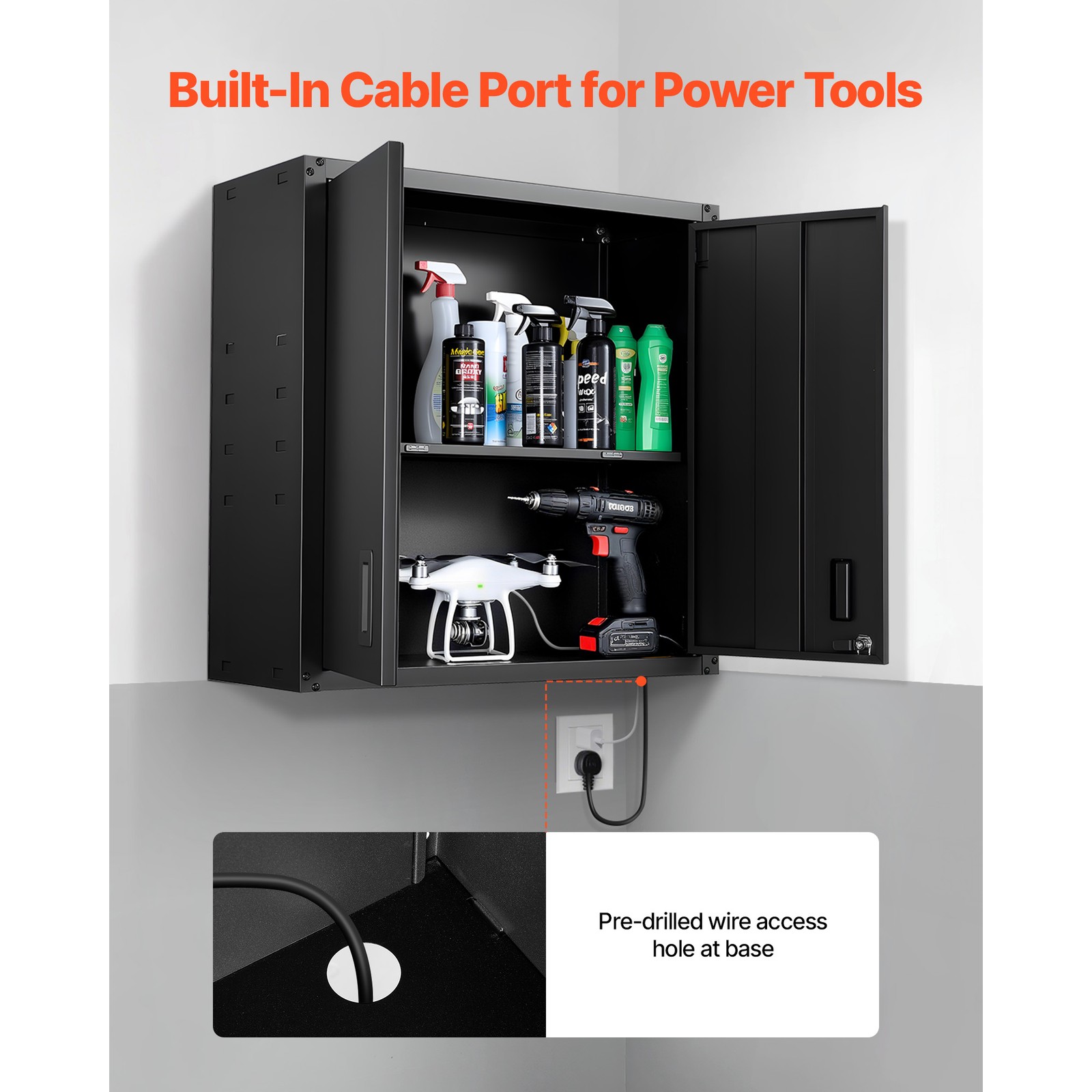 Uimoso 30-Inch Wall-Mounted Metal Cabinet with Adjustable Shelf