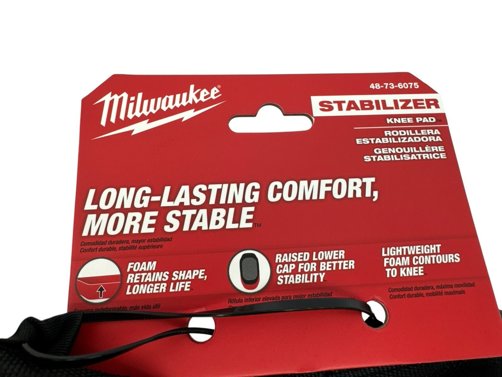 Milwaukee Stabilizer Knee Pad Memory Foam inside HDPE Cap 48-73-6075 New