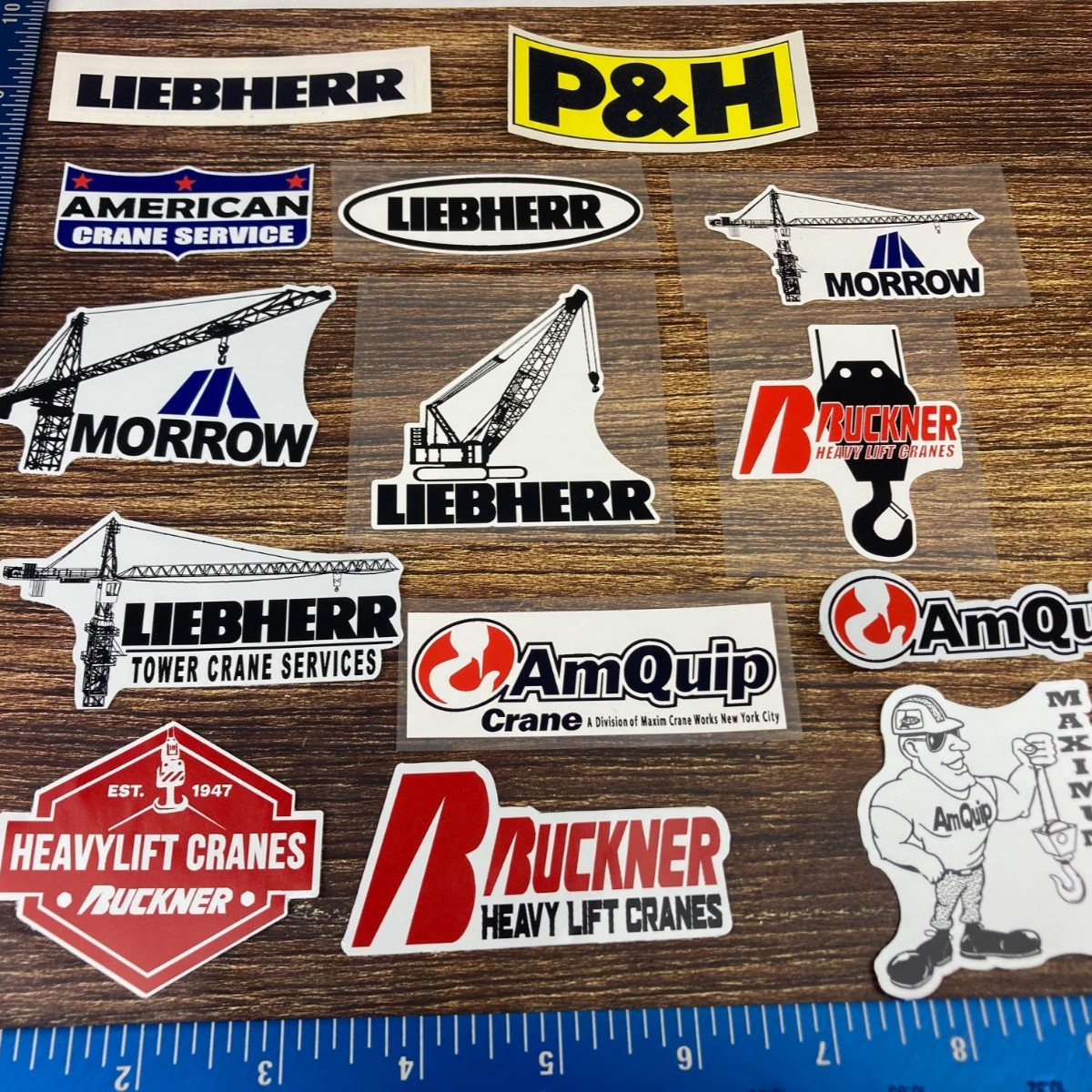 Hardhat Stickers Liebherr Morrow P&H BUCKNER AmQuip AMERICAN Tower Crane Laborer