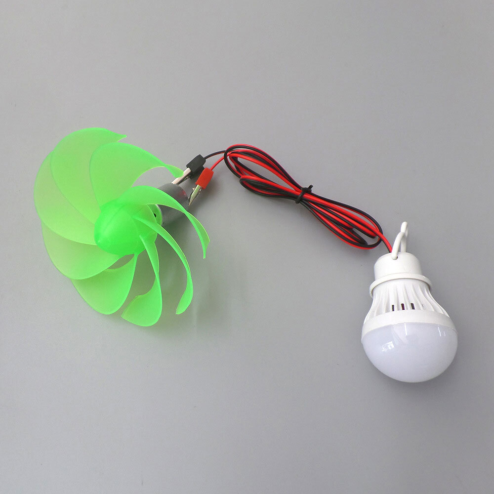 Mini Wind Turbine Motor Blade W/Bulb DIY Kit Power Alternative Energy Generator#