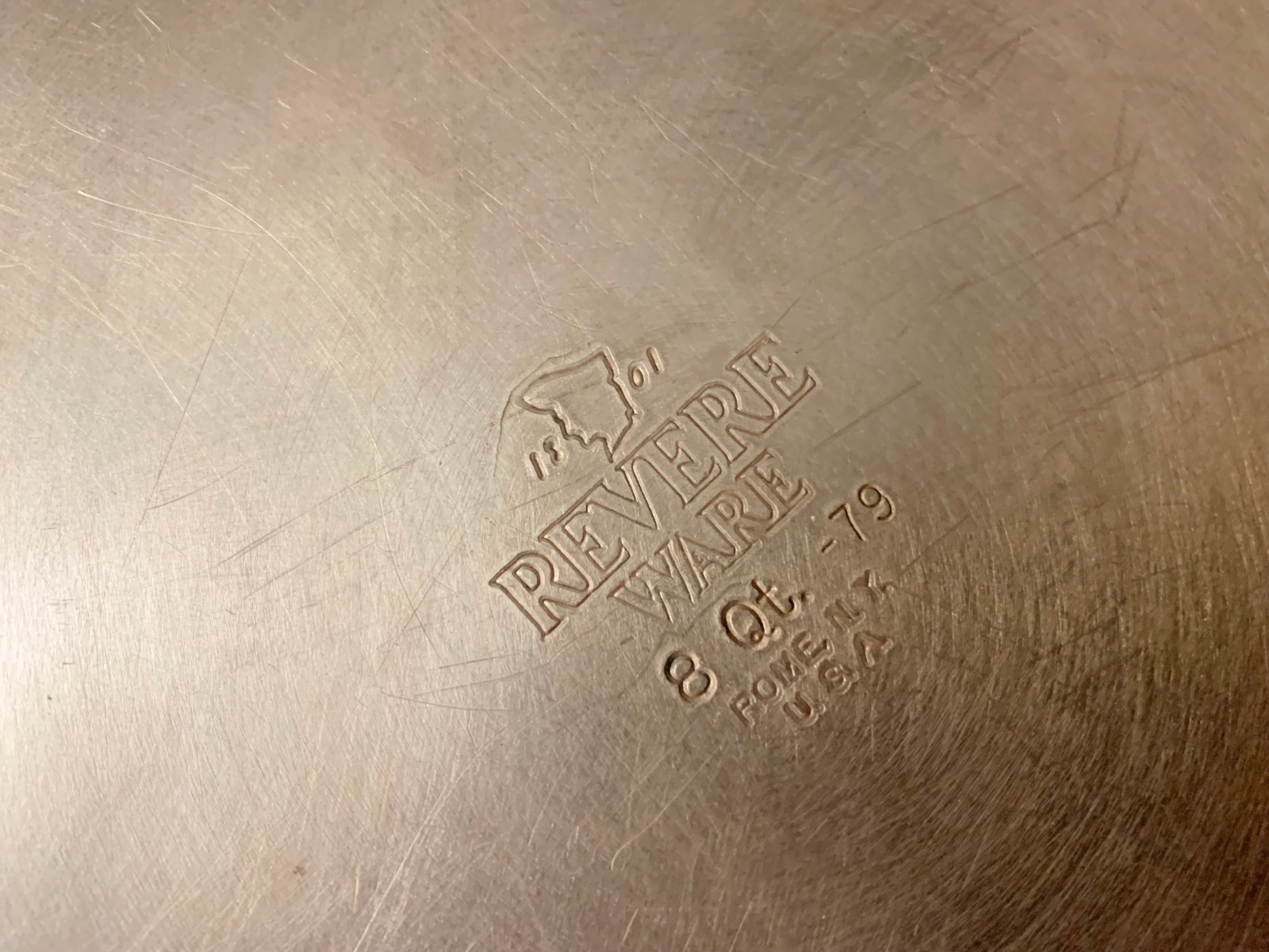 Vtg Revere Ware Stock Pot Dutch Oven 8 QT Copper Clad Bottom ROME NY 1979 RARE