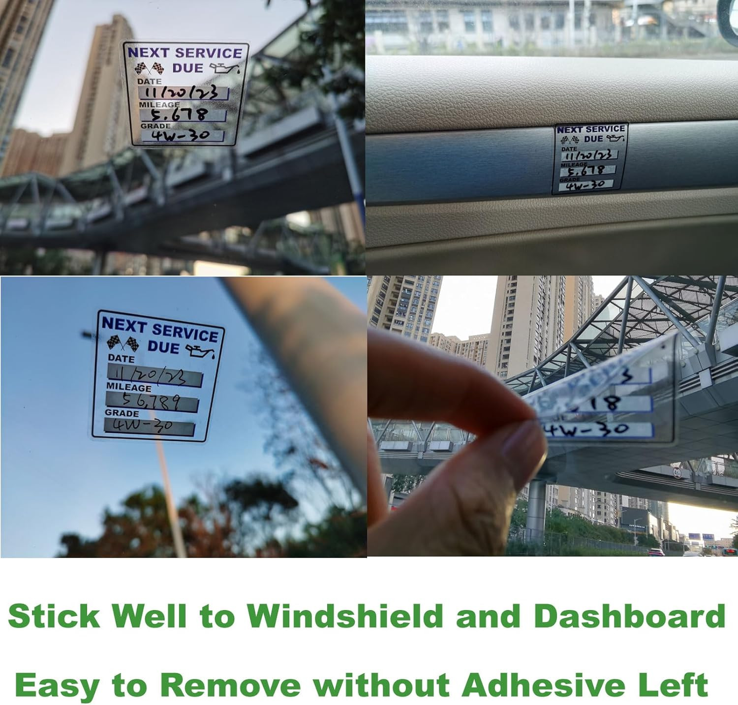 Oil Change Reminder Stickers 2x2 Clear Vinyl 300Pcs Car Service Due Label Roll