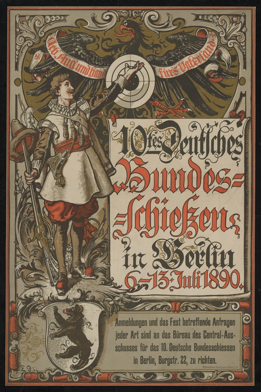 🇩🇪 1890 German Shooting Festival Poster - 24x36” - Vintage Decor - 200gsm