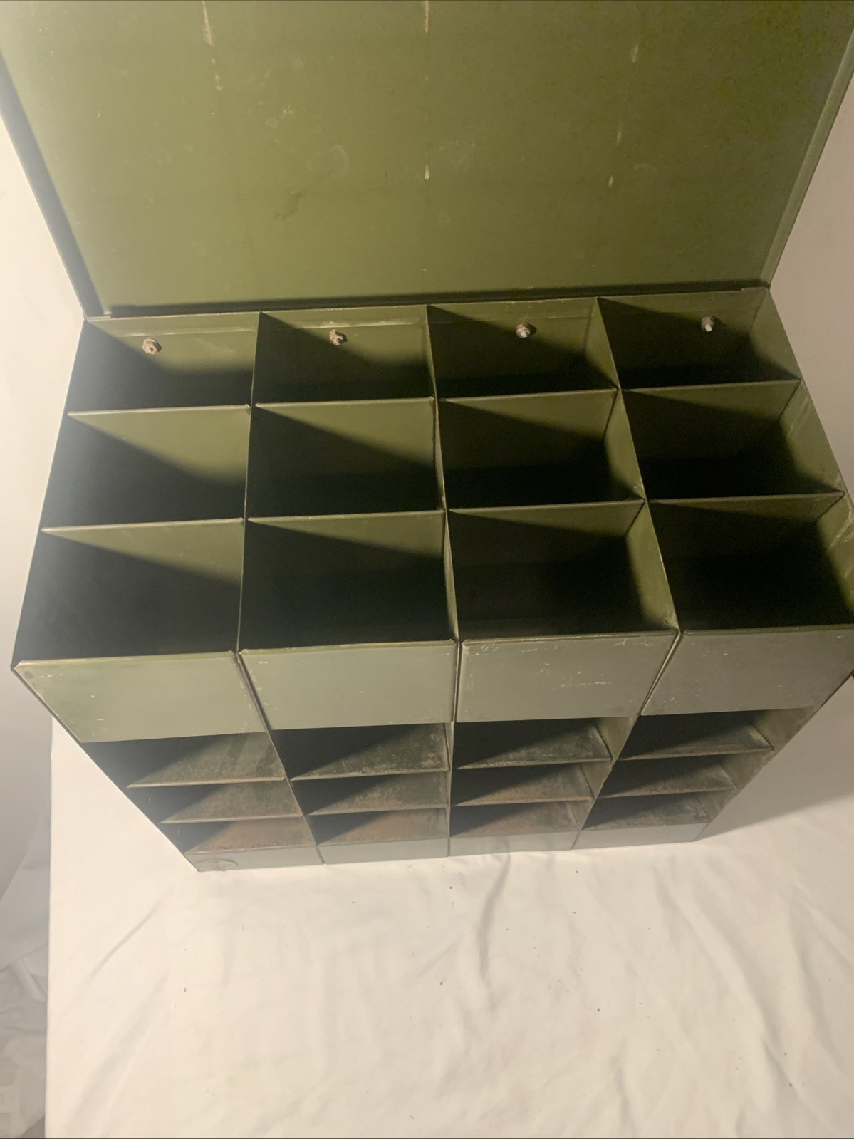 LYON Green Metal Steel Cabinet Parts Bin Tools Organizer Military