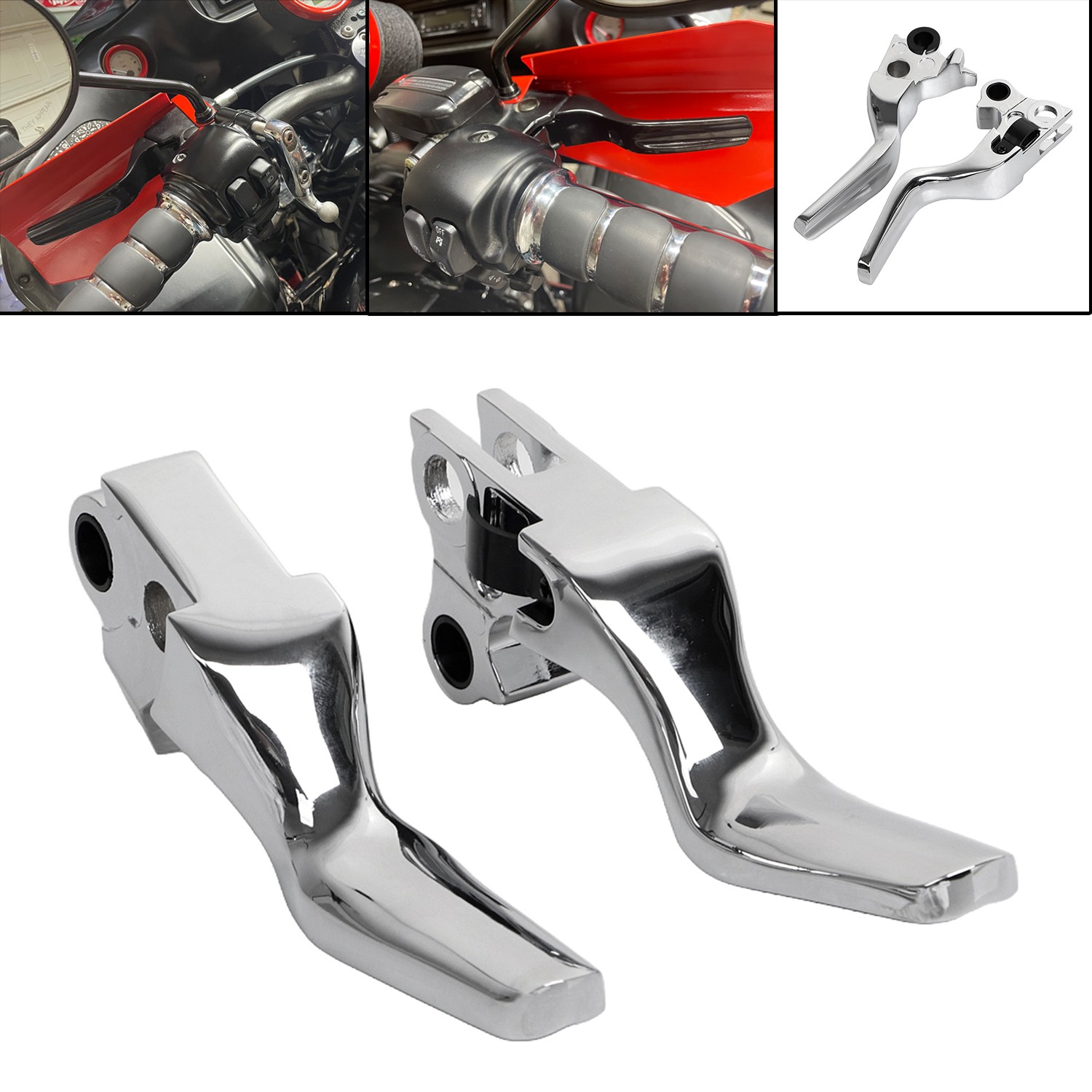 Chrome Shorty Brake Clutch Levers For Harley Softail Dyna Road King EFI FLHRI