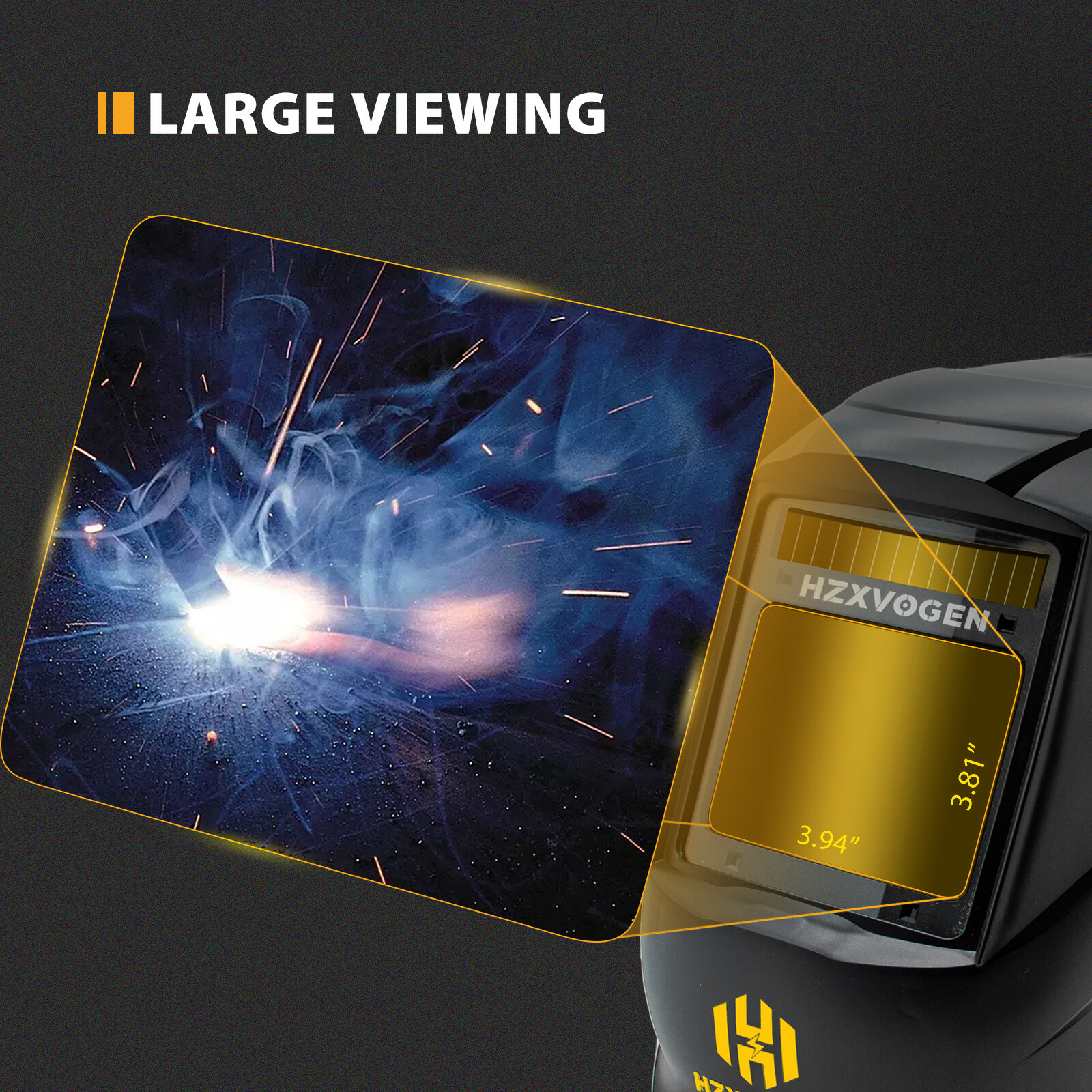 US Welding Helmet True Color Auto Darkening Welder Mask Solar Battery Large View