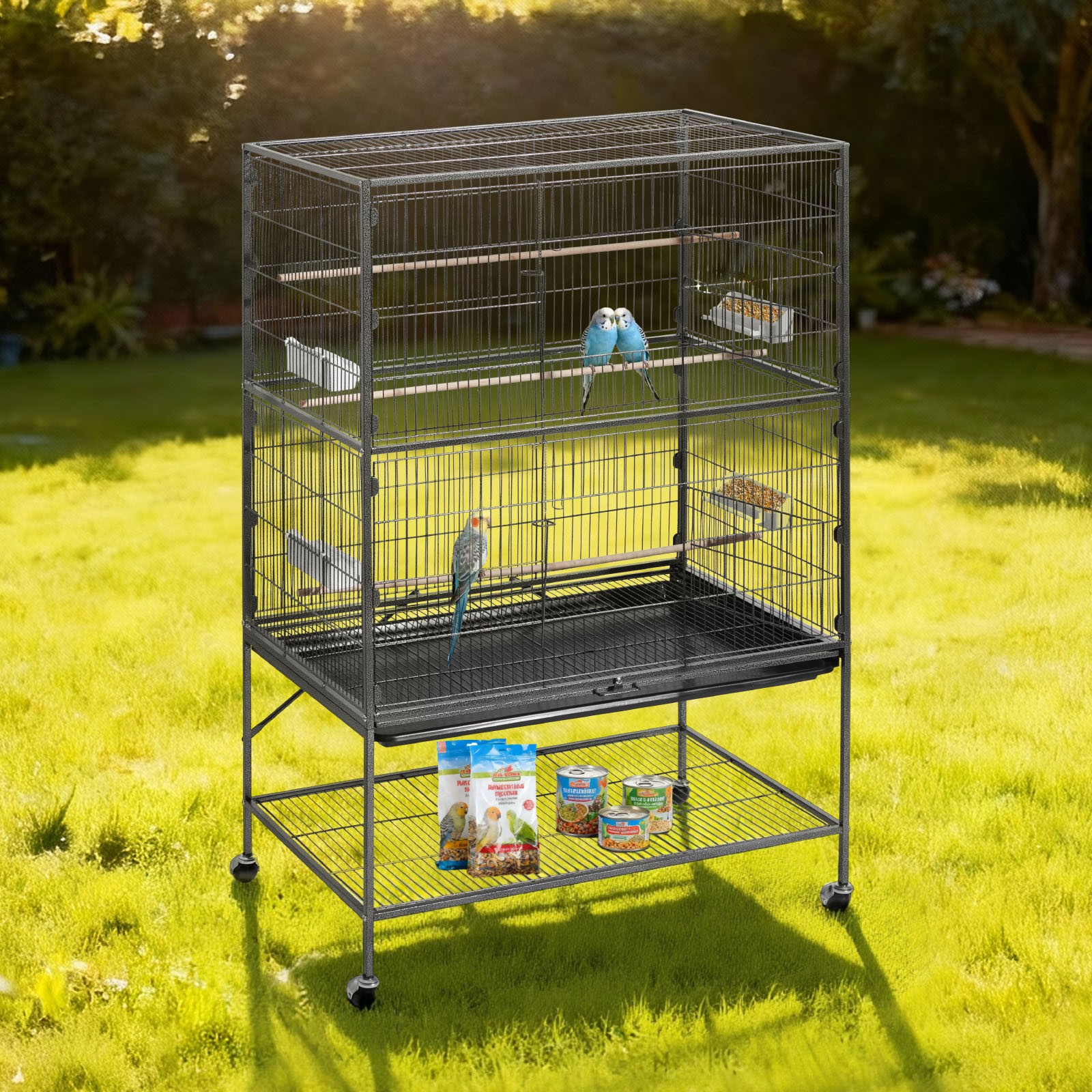 VEVOR Bird Cage Bird Flight Cage 36.6 x 22.8 x 59.5 inch Wrought Iron Perches