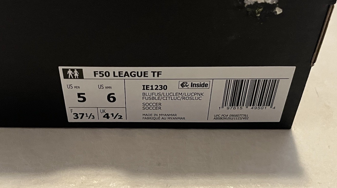 adidas F50 LEAGUE TURF BLUE FUSION LUCID LEMON LUCID PINK SIZE 5 MEN IE1230 NEW