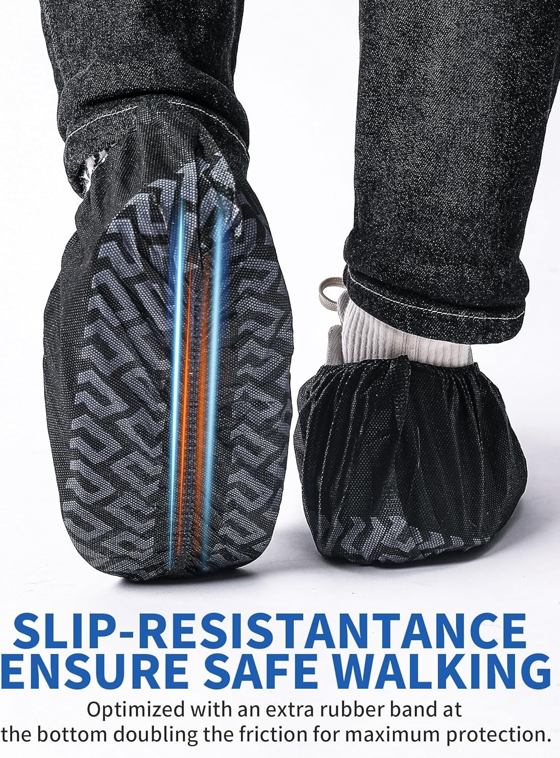 X-Large 50 Pack Shoe Covers Disposable Non-Slip Black Booties Fit Men US 13