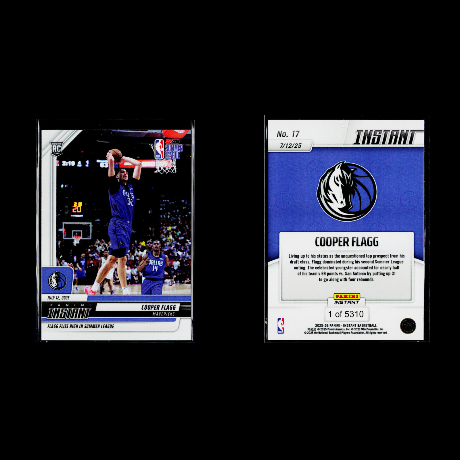 4x) 2025 Panini Instant NBA Draft RPS First Look ALL ROOKIE LOT #'d Cooper Flagg