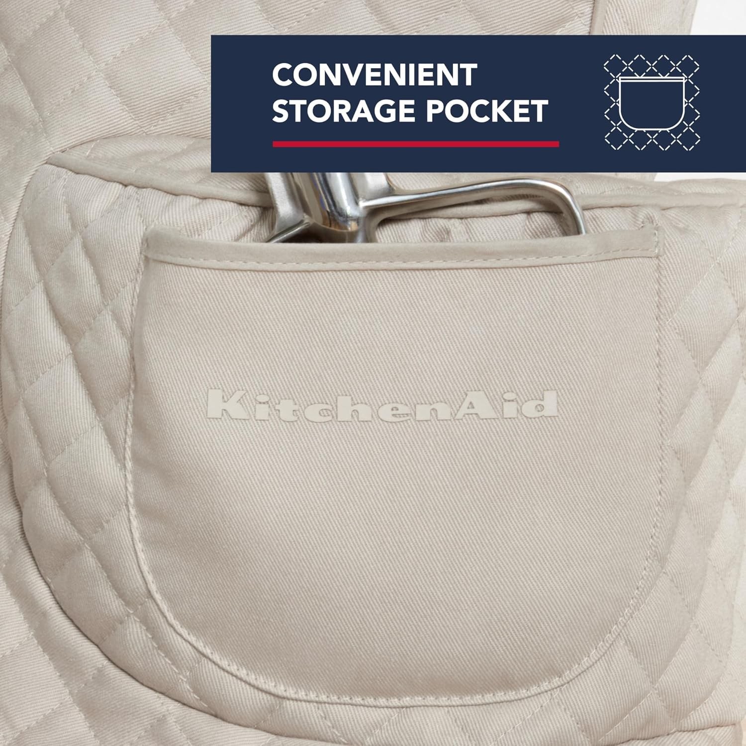 KITCHENAID Fitted Tilt-Head Stand Mixer Cover with Storage Pocket, Quilted 100%