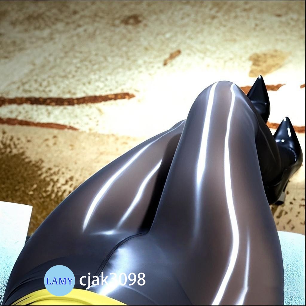 Black Pantyhose for Women Silky Semi-Sheer Stockings Oily Shiny Glossy Tights