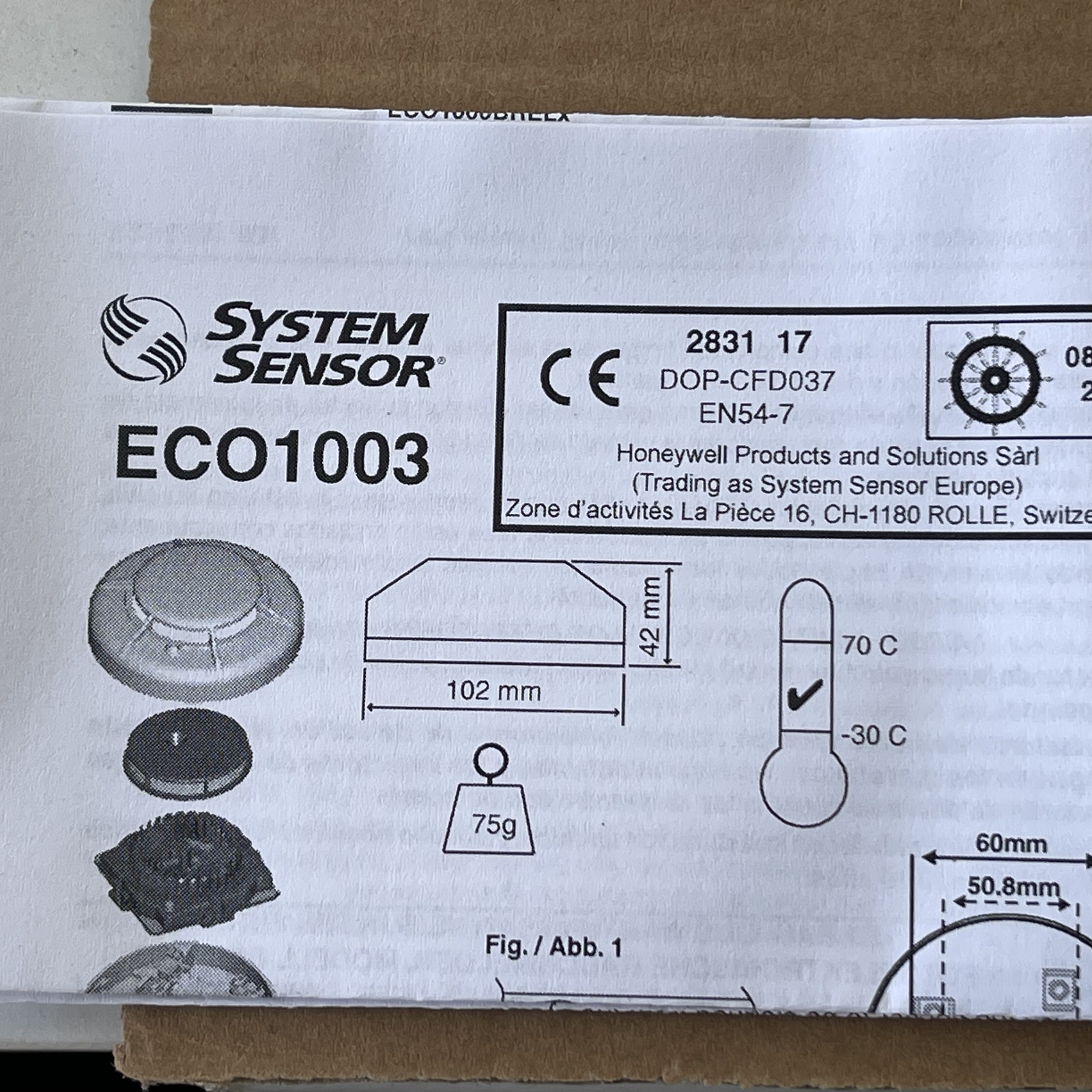 System Sensor ECO1003 White Optical Photoelectric Smoke Detector