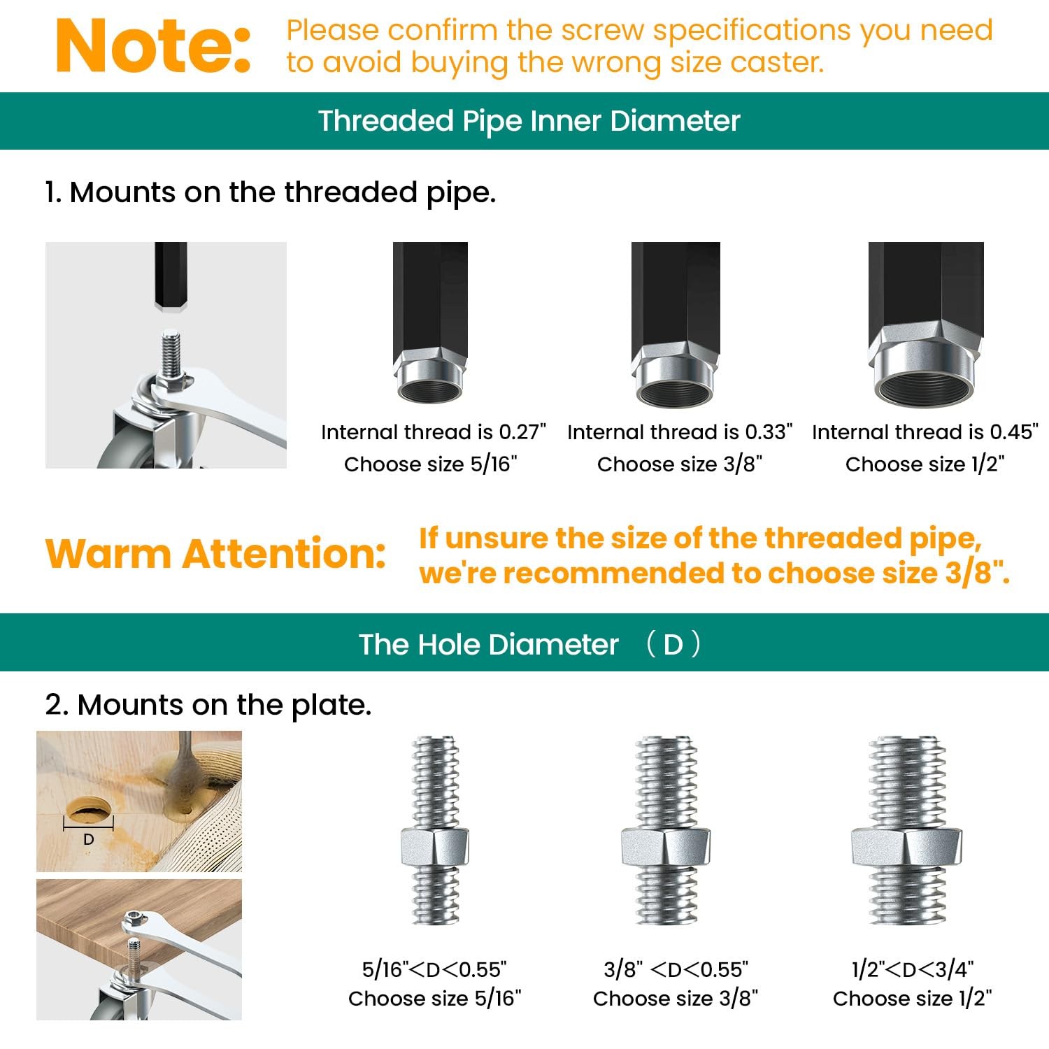 3 Inch Caster Wheels Threaded Stem Casters Set of 4 Heavy Duty Swivel Wheel
