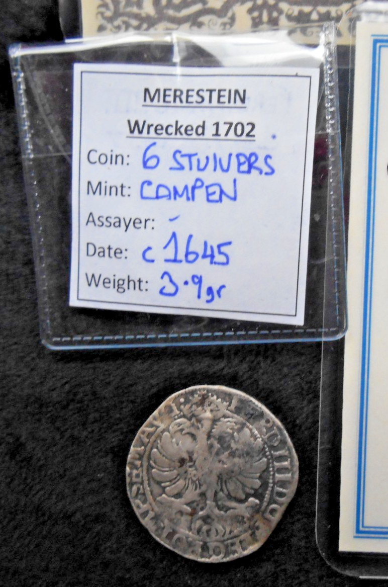 SHIPWRECK treasure SILVER 6 STUIVERS shilling coin MERESTEIN wreck 1645 VOC Indi