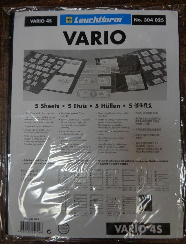 4S 4 Row VARIO BLACK Lighthouse Stock pages pack of 5 Dbl. sided NEW