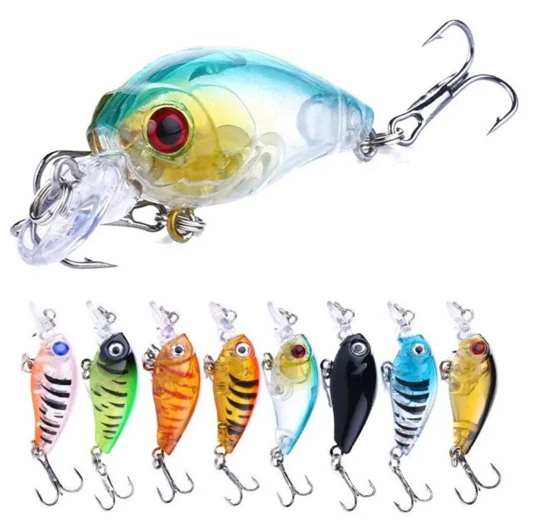 8pcs 4.5cm/4g Minnow Crankbaits Fishing Lures Tackle Hard Bait W/2 Treble Hooks