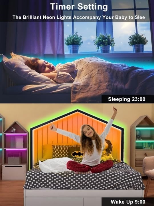 100Ft LED Neon Rope Lights with App and Remote Control, IP65 Waterproof Neon Str