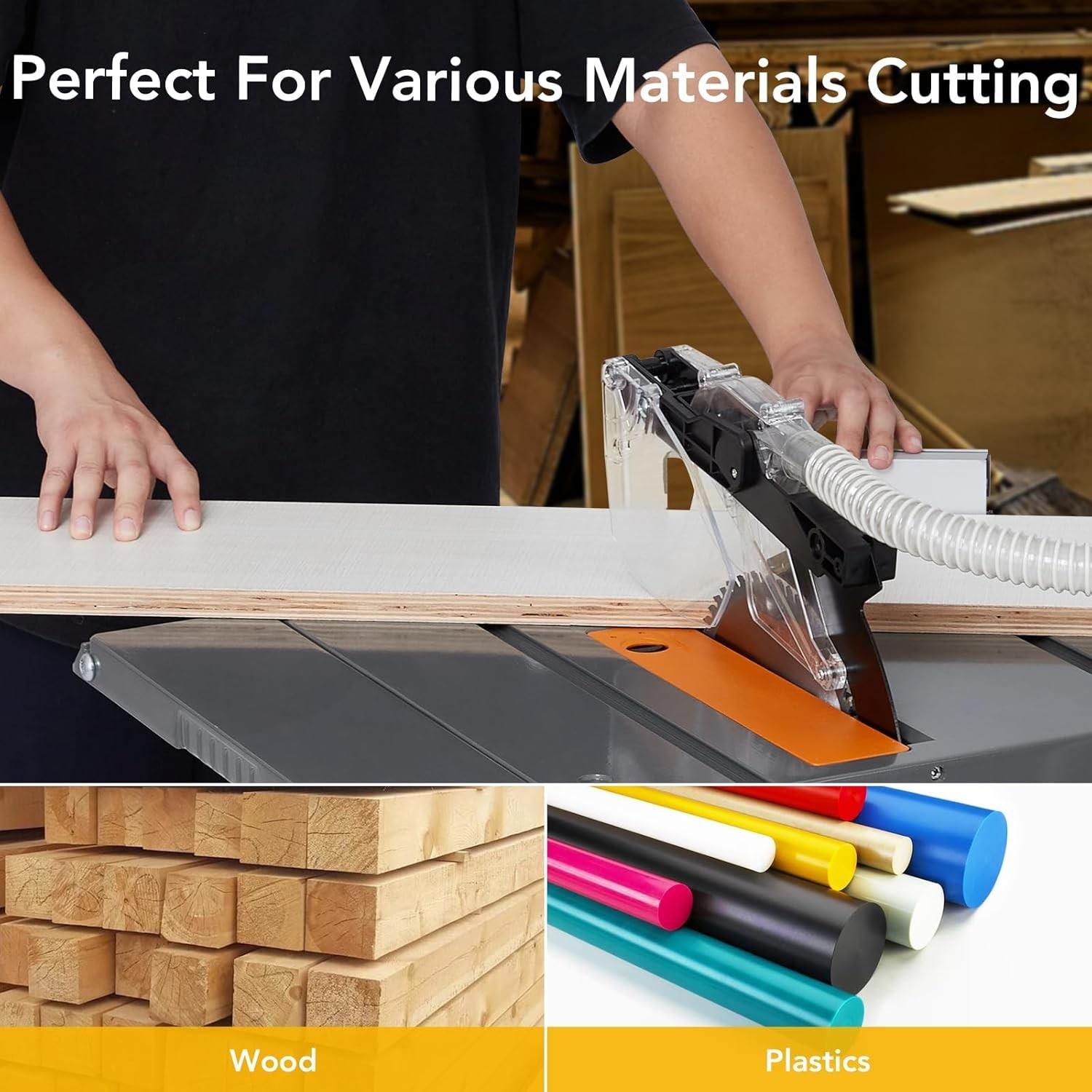 Portable Dust-Free Table Saw 15A 8-1/2in 98%Vacuuming Rate 5000RPM Woodworking