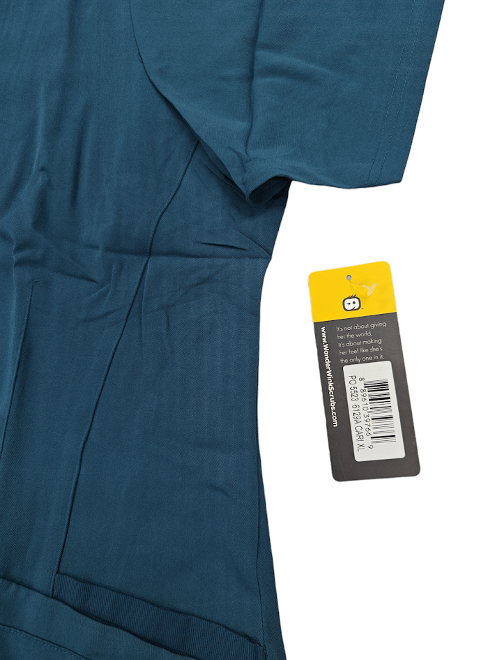 WonderWink Aero Women's Flex Back V-Neck Scrub Top V6129- Caribbean Blue