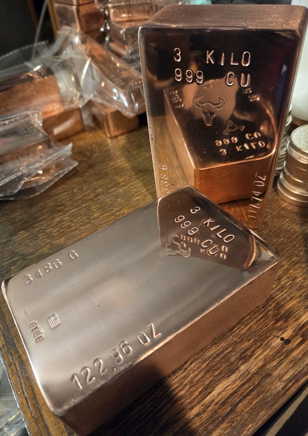 3 Kilo Hand Poured Solid Copper Bullion Bar .999 Pure Fine Copper 3 Kg Ingot