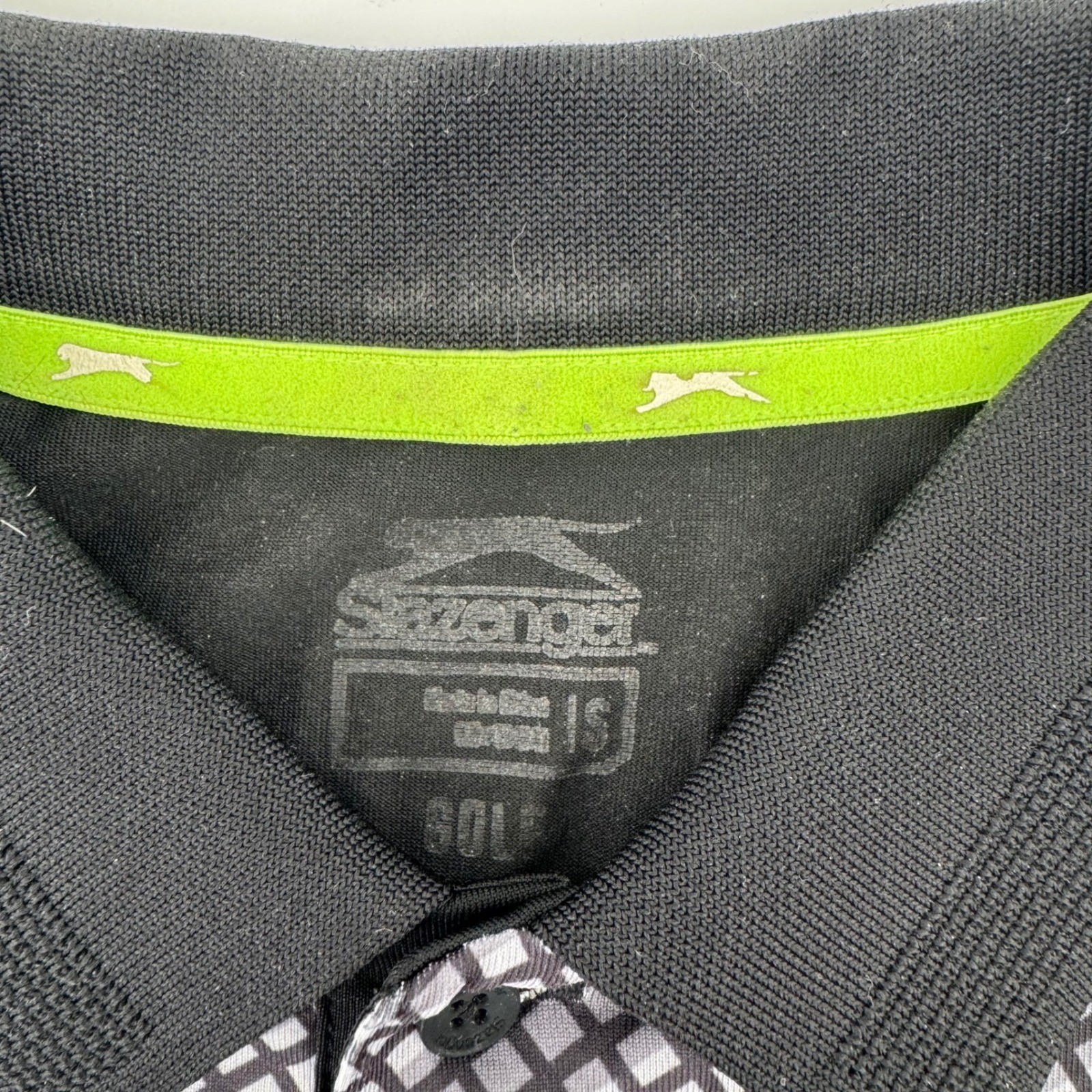 Slazenger Men's Golf Polo Shirt Black Grey Geometric Size S