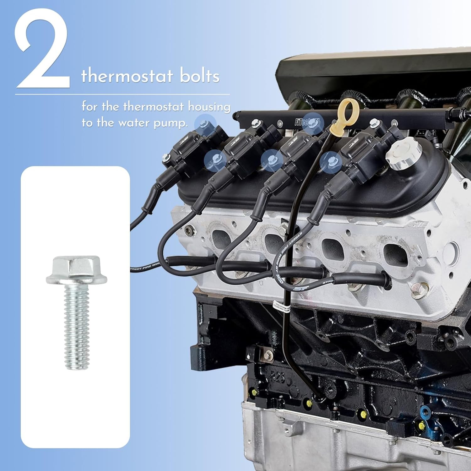 Water Pump Bolt & Thermostat Housing Bolts Kit Compatible with all Series En